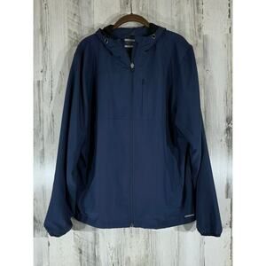 Swannies‎ Mens Weiss Windbreaker Hooded Jacket Large Navy Water Resistant READ
